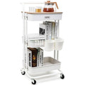 3 Tier Utility Rolling Cart with Cover Board and Locking Wheels R172543