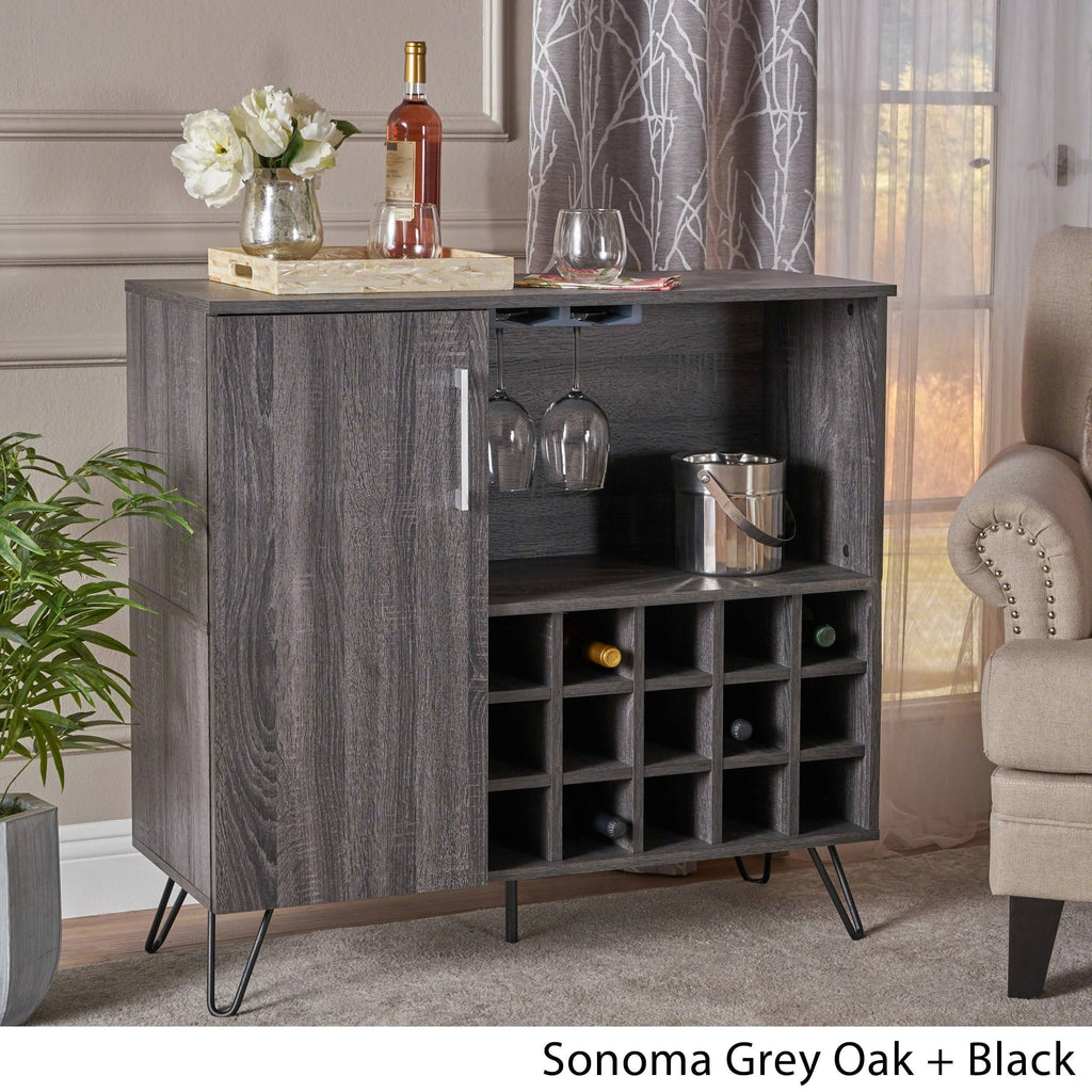 Sonoma Gray Oak and Black Finish Bar Cabinet C9924