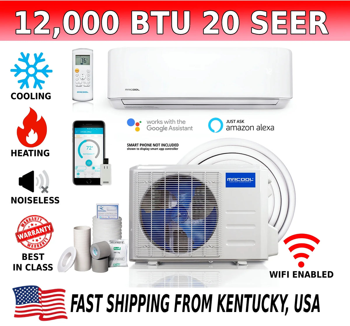 12000 BTU Mini Split Air Conditioner and Heater 20 SEER 115V L459
