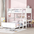 White Twin Over Full Bunk Bed with Desk T52490