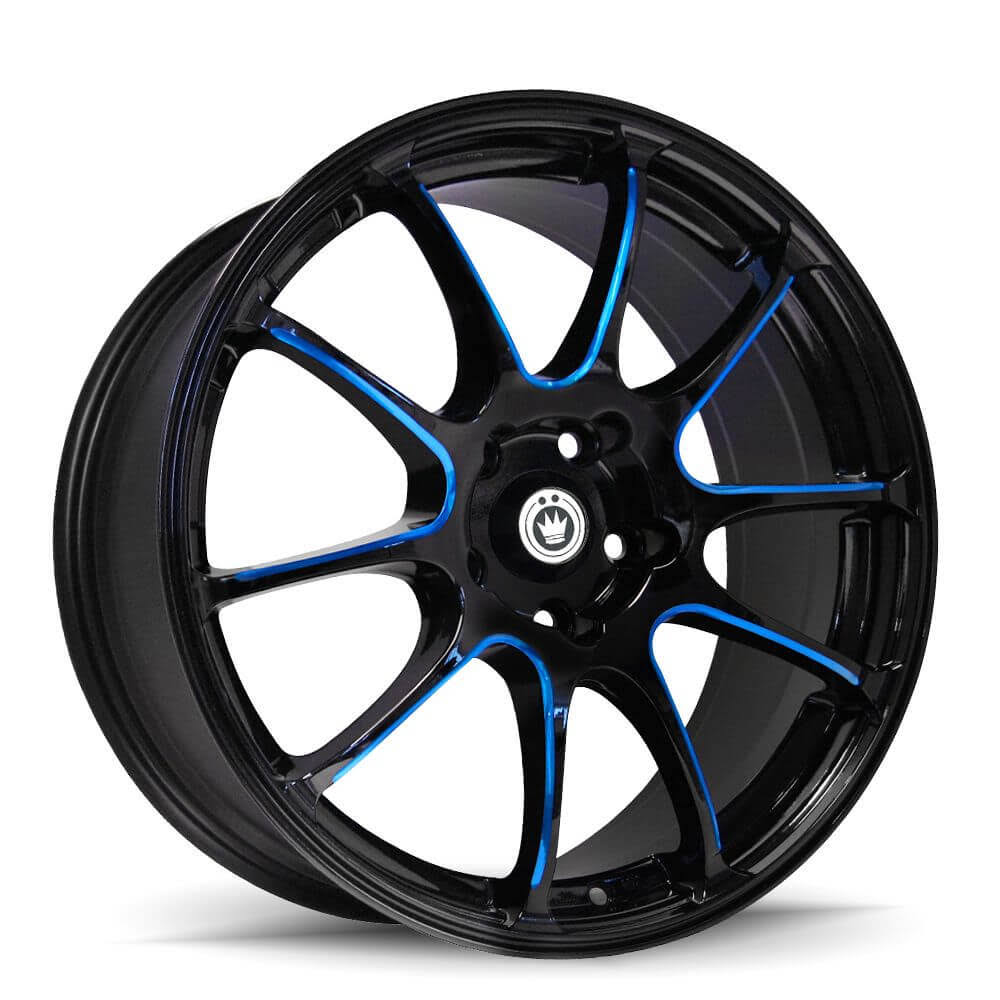 18x8 5x100 ET35 Black/ball Cut Blue Rims P721