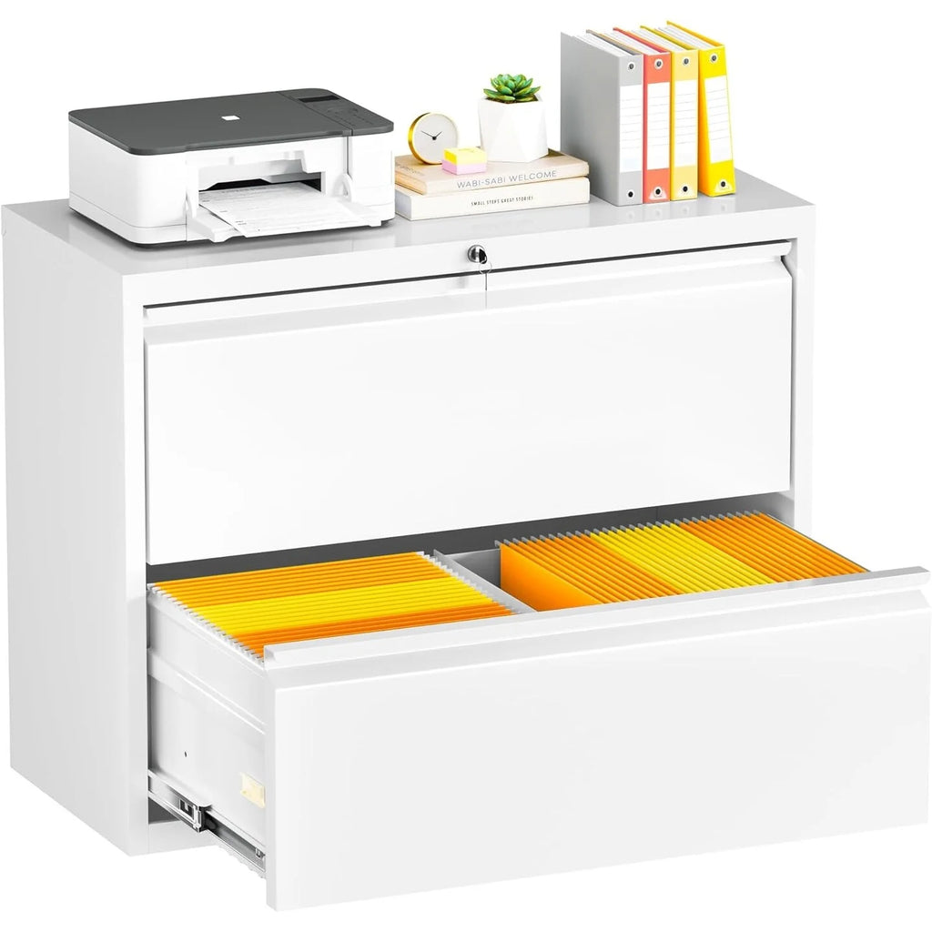 2 Drawer Metal File Cabinet with Lock White Y649