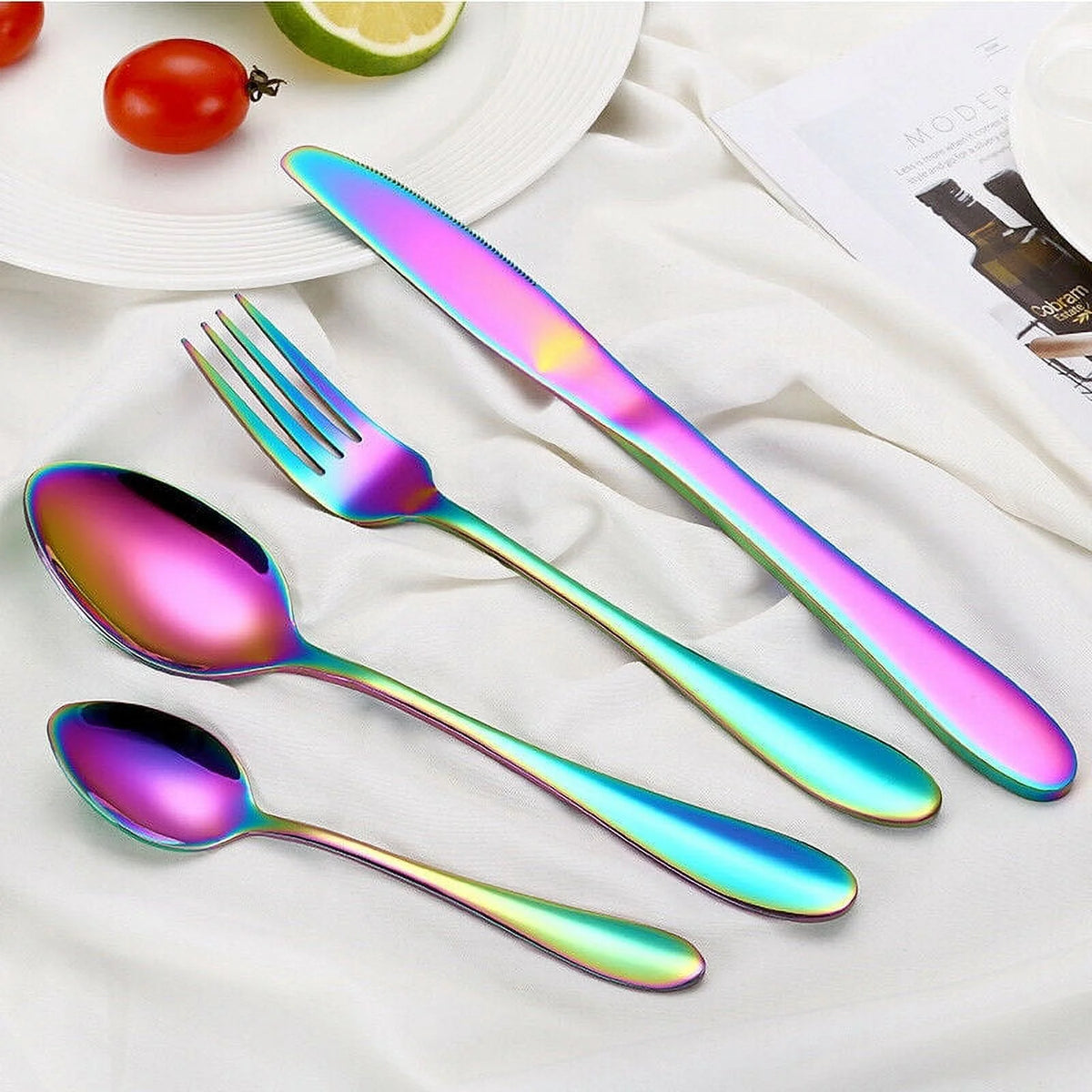18/0 Stainless Steel Rainbow 24-Piece Flatware Set M30059