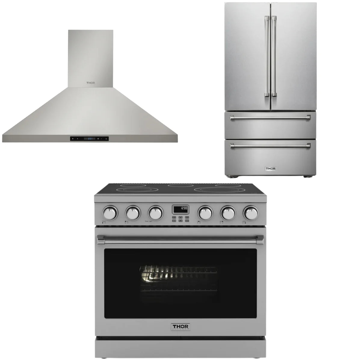 36 Electric Range, Range Hood and Refrigerator Z754