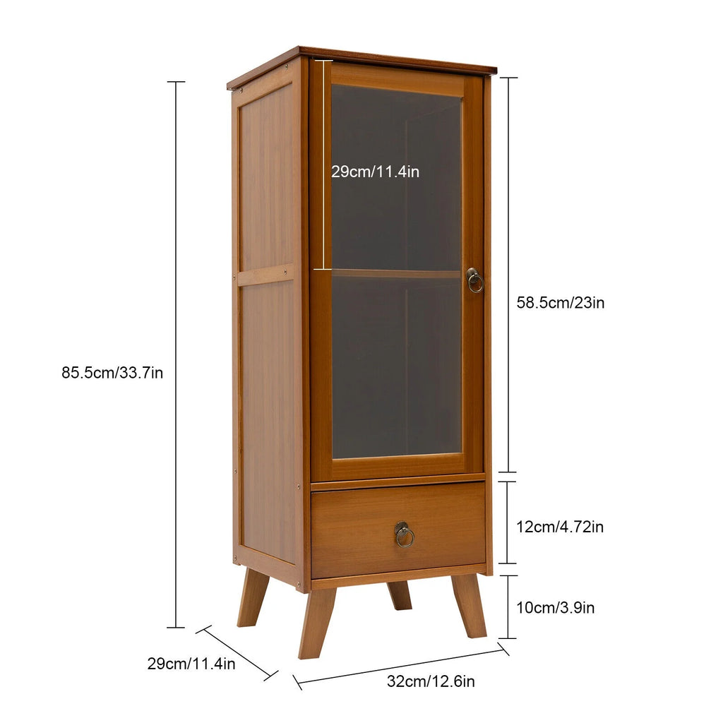 Brown Bamboo Sideboard Cabinet with 1 Drawer X382
