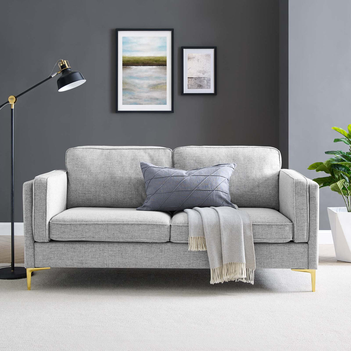 Light Grey Fabric Sofa C77258