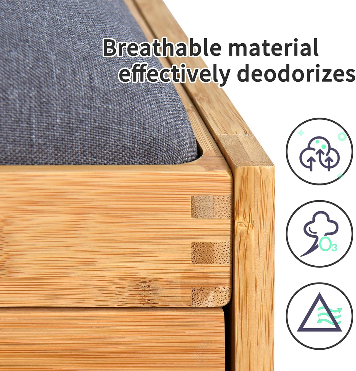 3 Tier Bamboo Shoe Storage Bench with Padded Seat Cushion E829