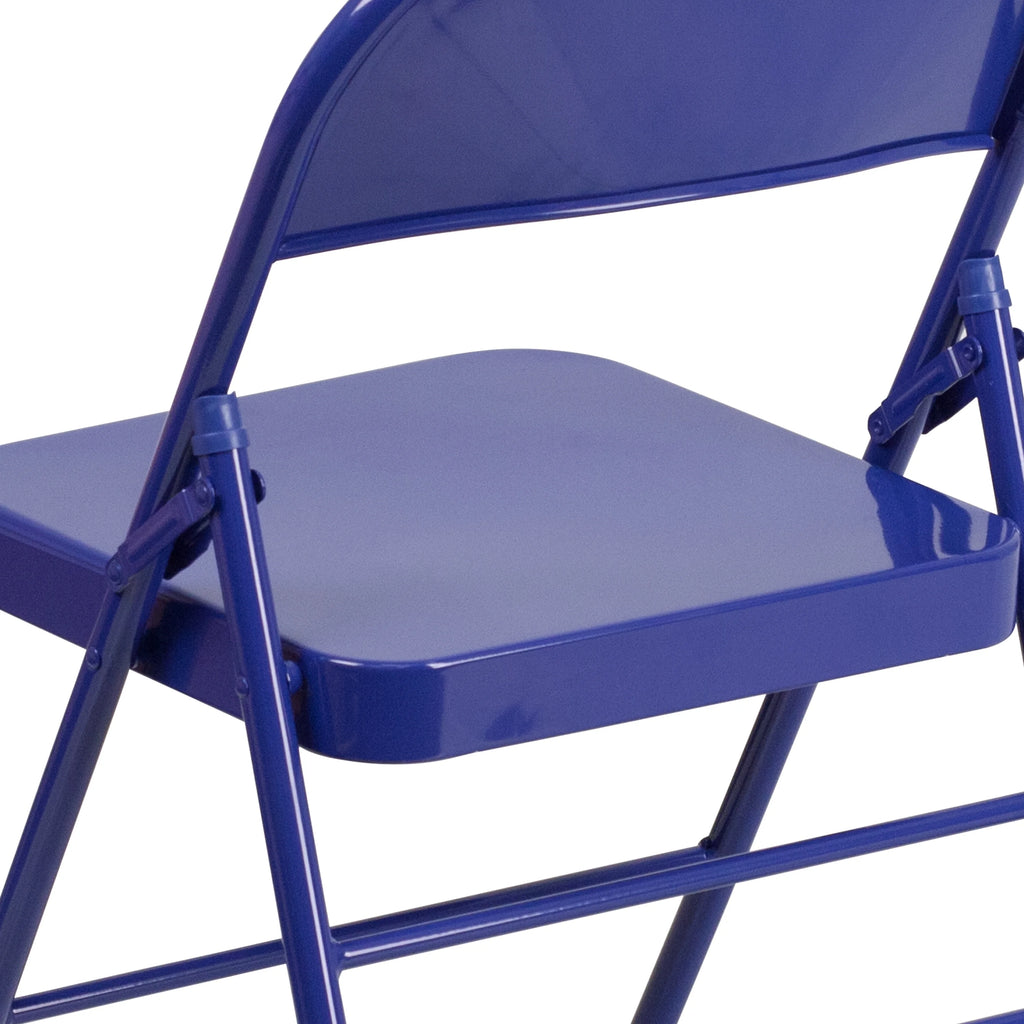 Cobalt Blue Metal Folding Chair V744375