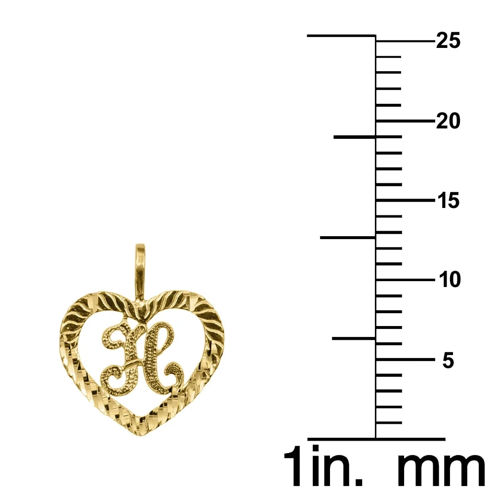 14K Yellow Gold Diamond-Cut Heart-Shaped Initial Letter Pendant with 16" Chain Necklace S912947