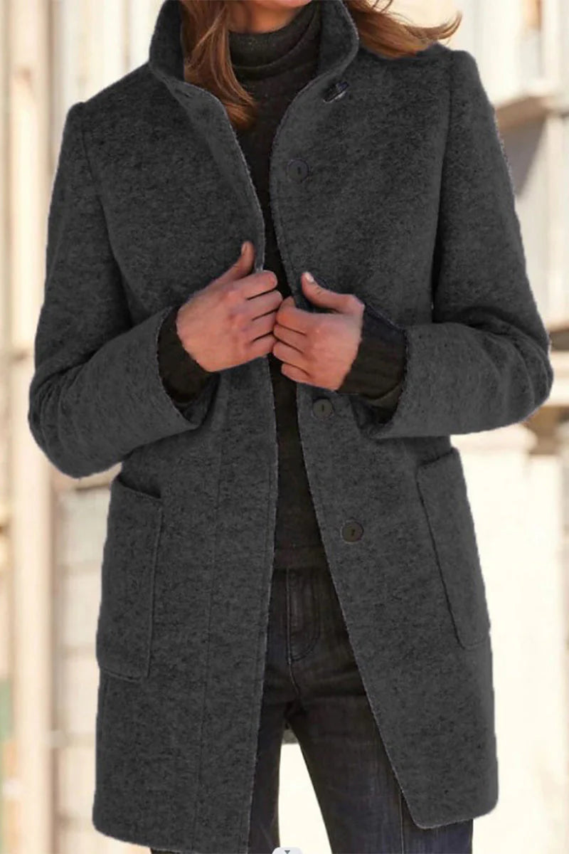 Solid Color Mandarin Collar Outerwear G961442