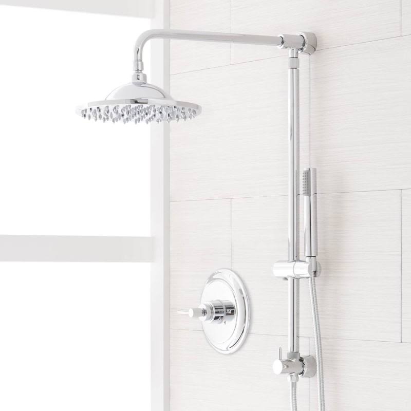 Chrome Shower System with Rain Shower Head and Hand Shower D68196