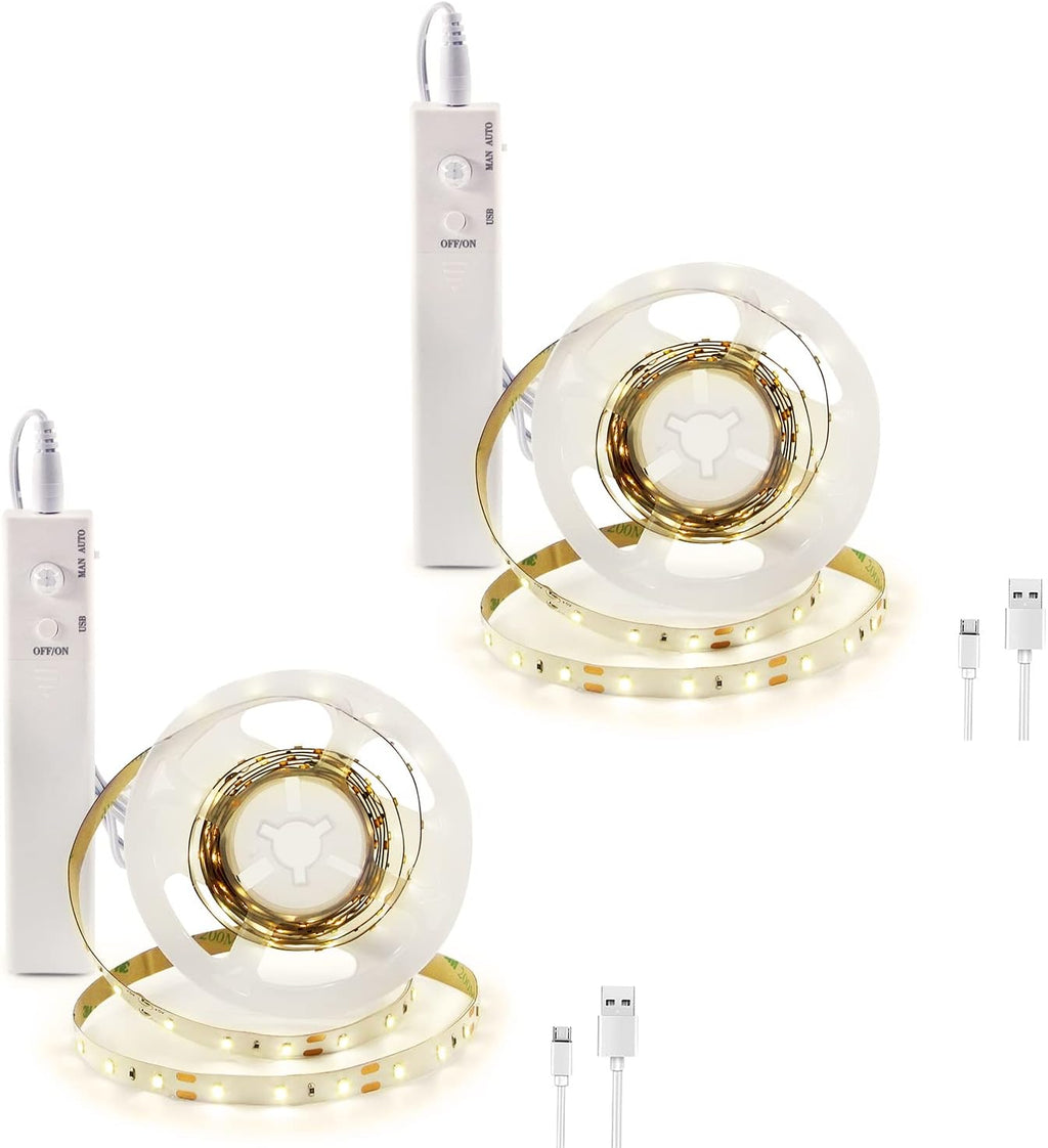 2 Pack Cool White PIR Motion Sensor Controller with Flexible Strip Light L606