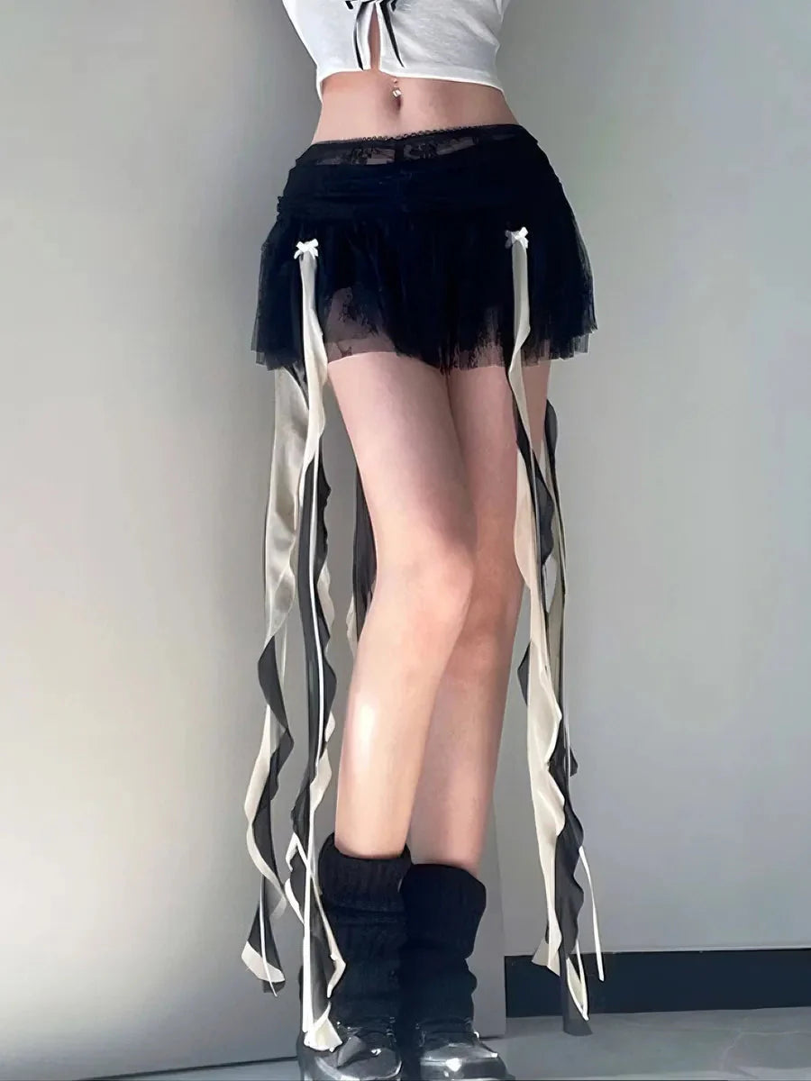 Dark Ribbon Mini Skirt E2401