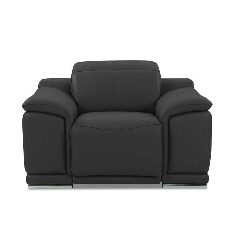 Genuine Italian Leather Power Reclining Chair in Dark Gray Q683577