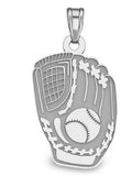Solid 14K White Gold Softball Glove Pendant R708