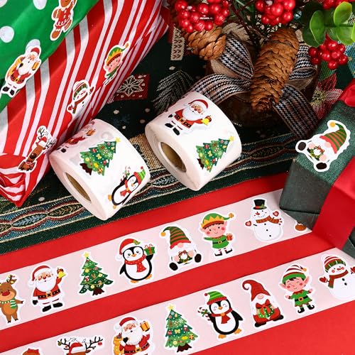 1200 Pcs Christmas Stickers Roll 1.5 Inch Self Adhesive 16 Designs X166