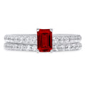 1.16 ct Emerald Cut Natural Garnet 14k White Gold Solitaire Bridal Set SZ 6.25 U51666