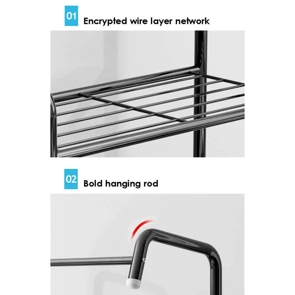 Black Hall Tree with Shoe Storage and 8 Hooks G41421
