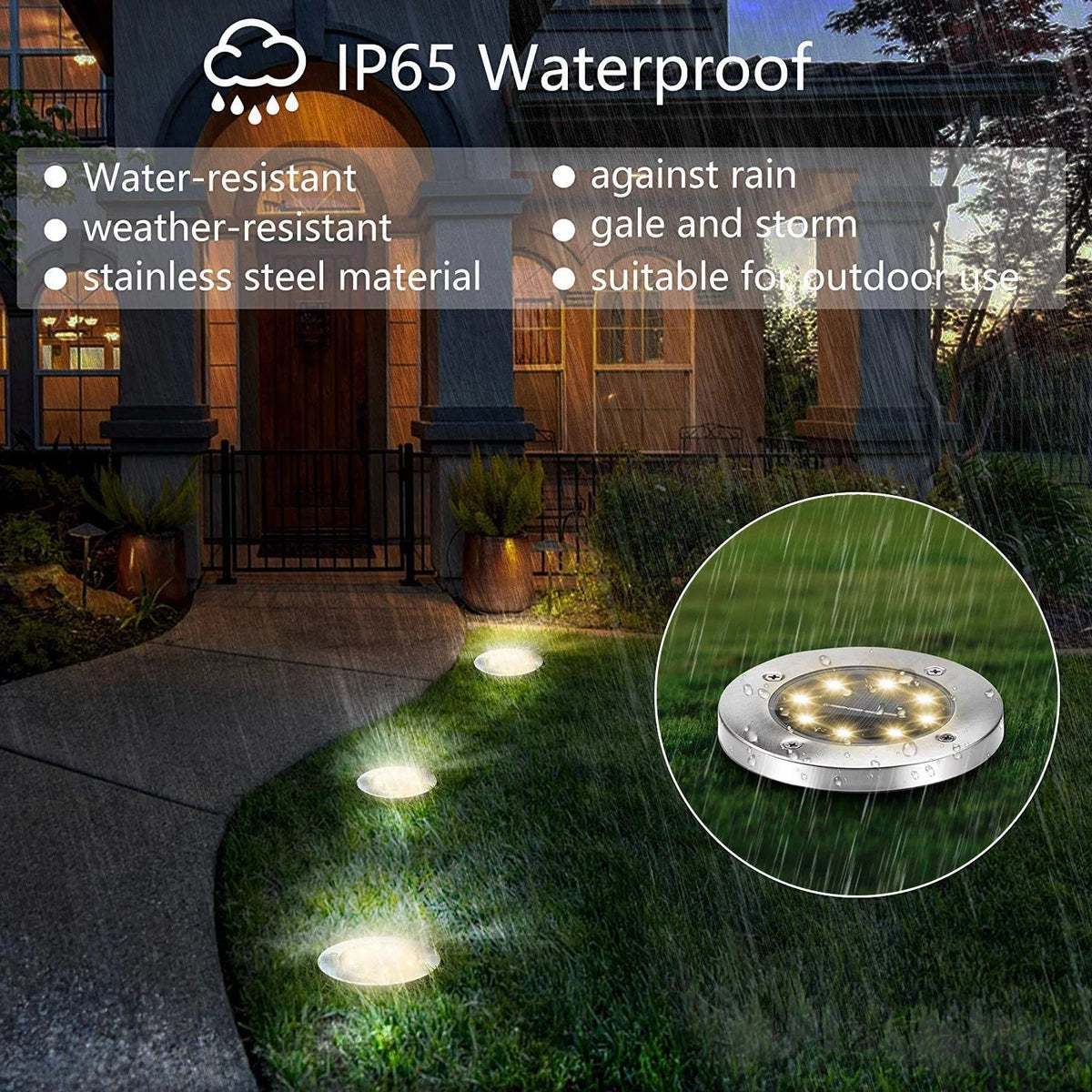 12 Pack 8 LED Solar Ground Lights Waterproof Y864