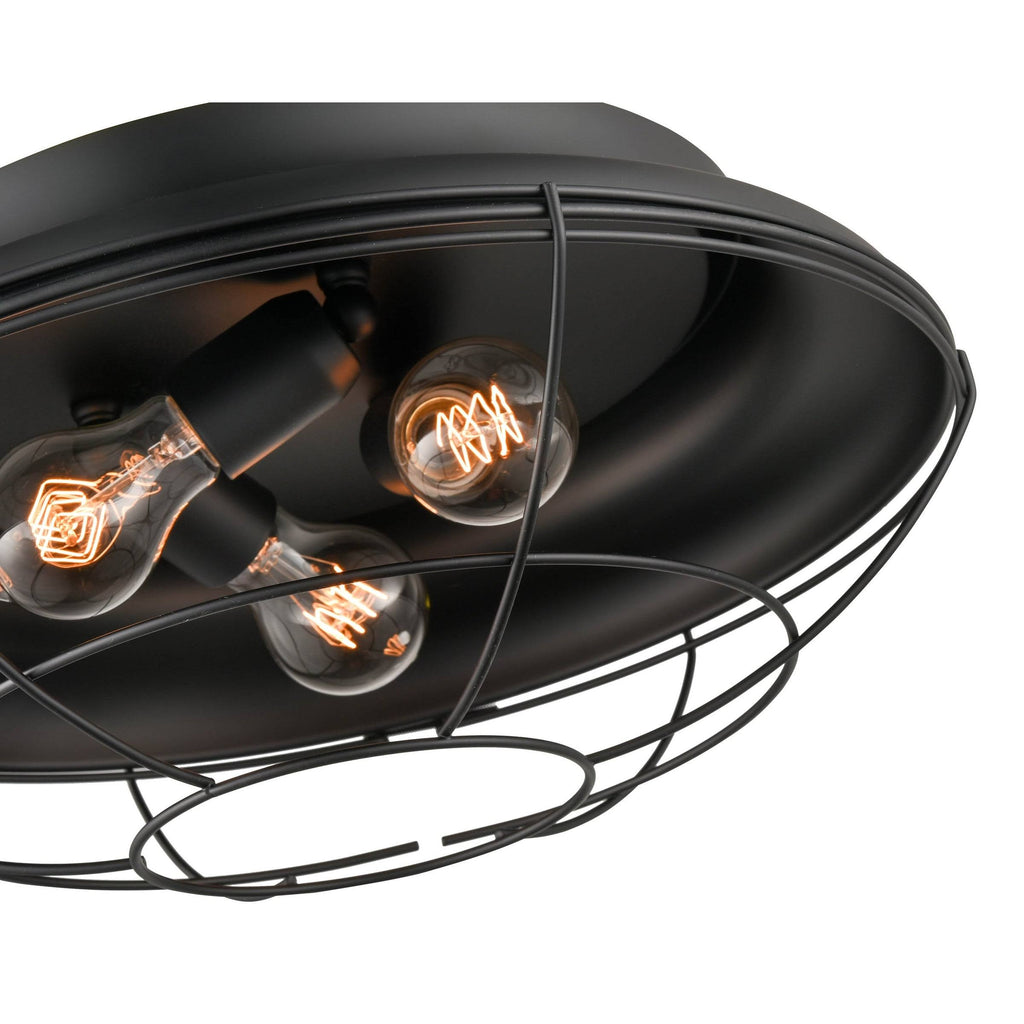 Matte Black 3 Light Flush Mount Lighting A512