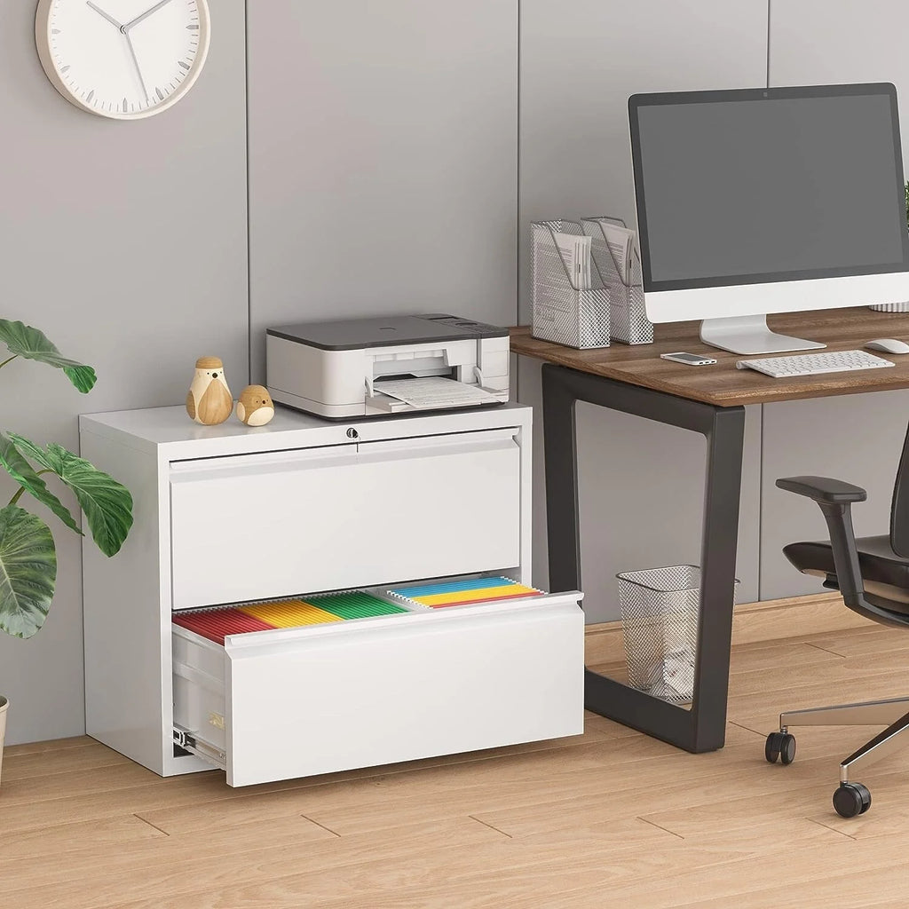2 Drawer Metal File Cabinet with Lock White Y649