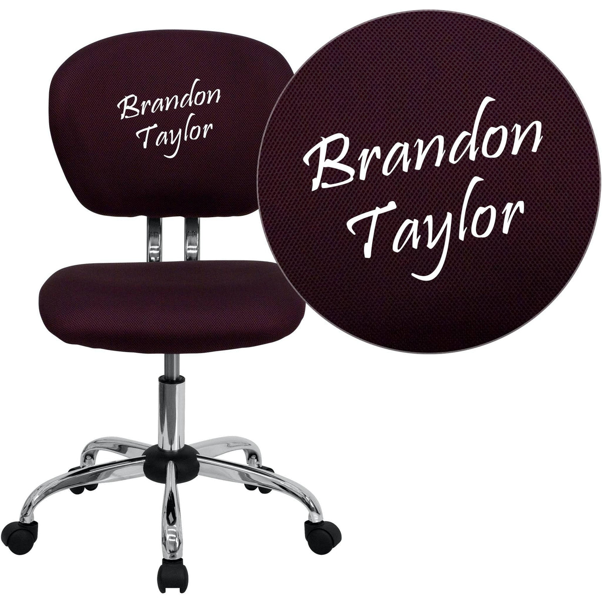 Burgundy Mesh Swivel Task Chair with Chrome Base H89543
