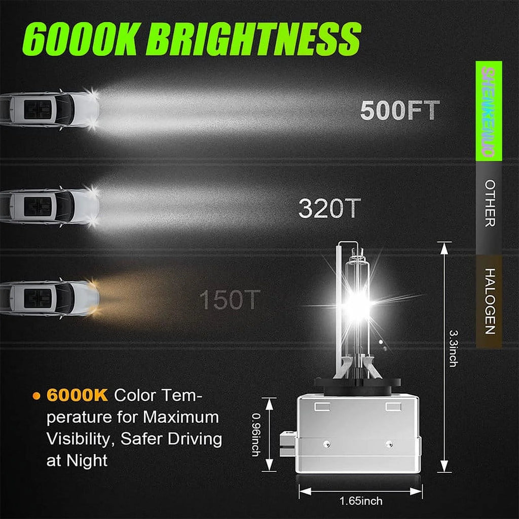 6000K White HID Headlight Xenon Bulbs, 2pcs I695205