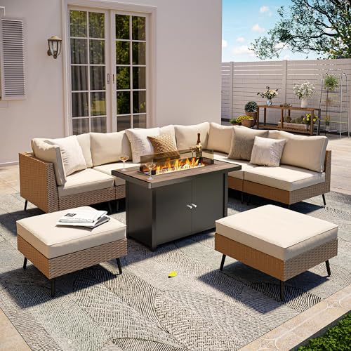 8 Piece PE Rattan Wicker Outdoor Sectional Sofa Set with Cushions I959879