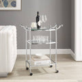 3-Tier Chrome and Glass Rolling Serving Cart E203545