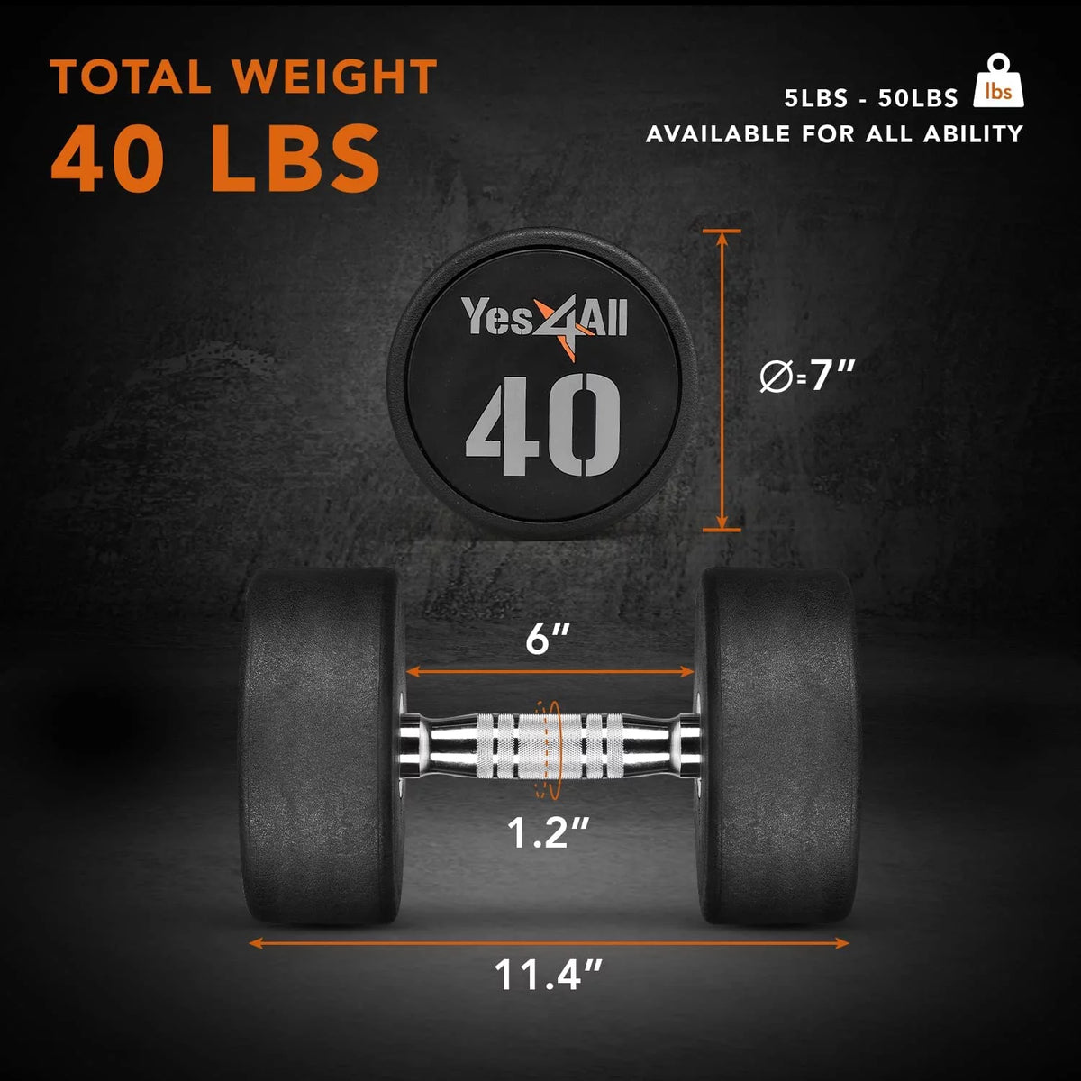 45 lbs Urethane Dumbbell, Single F8852