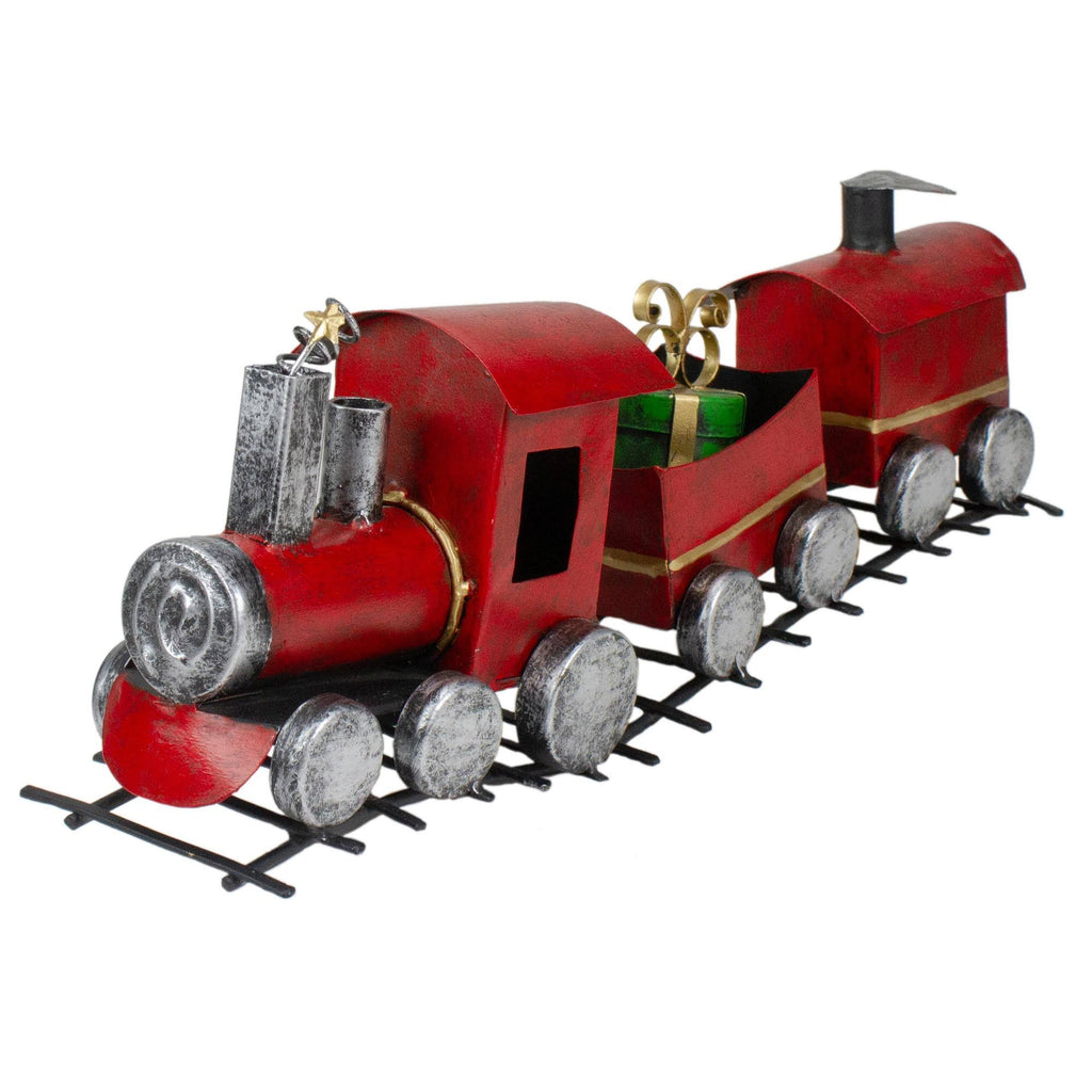 15x22 Three Car Red and Silver Metal Train Christmas Decoration H32651