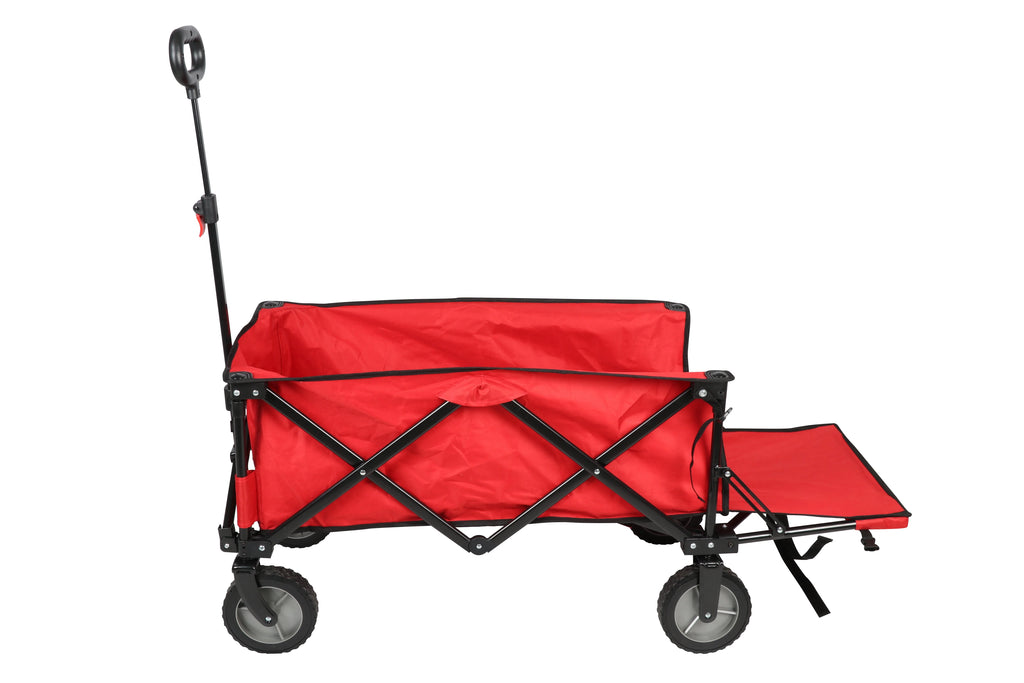 Camping Utility Wagon with Tailgate & Extension Handle, Red T2695