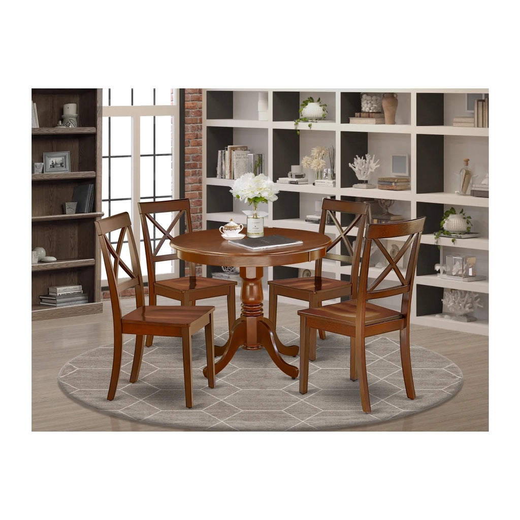 5 Piece Mahogany Wood Dining Table and Chairs Q13514