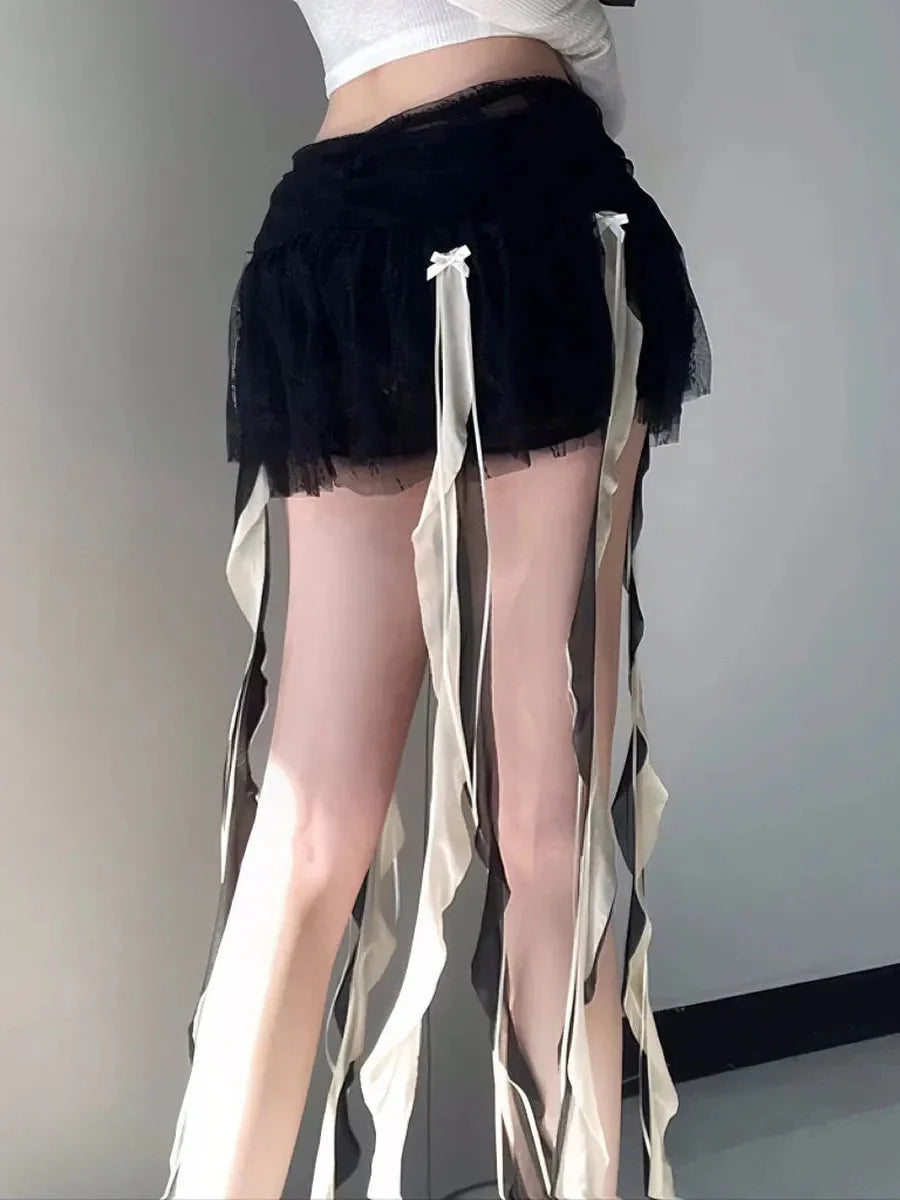 Dark Ribbon Mini Skirt E2401