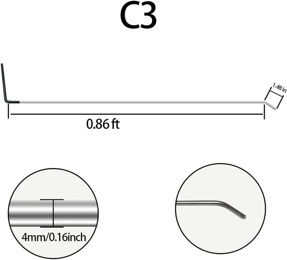 Paintless Dent Repair Tools 6 Pieces C Style Rods B22393