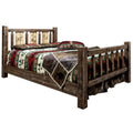 Queen Size Bed with Laser Engraved Bear Design S56467