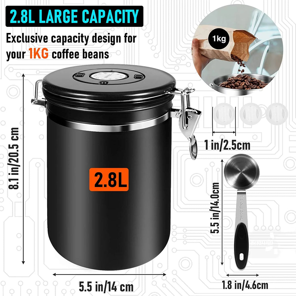 Black 35OZ Airtight Coffee Container with Scoop H963132