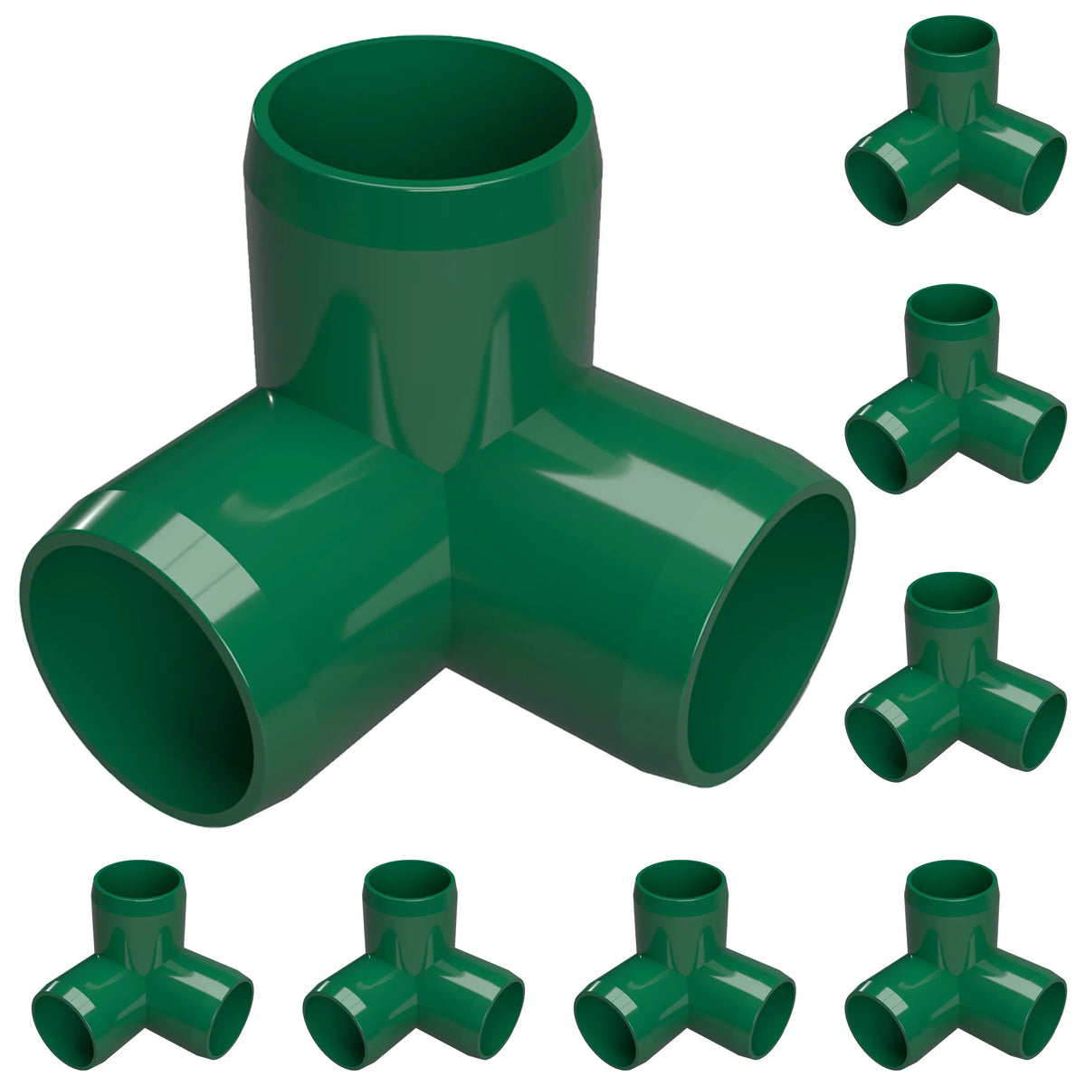 3/4" Size Green 3-Way Elbow PVC Fitting 8-Pack X564