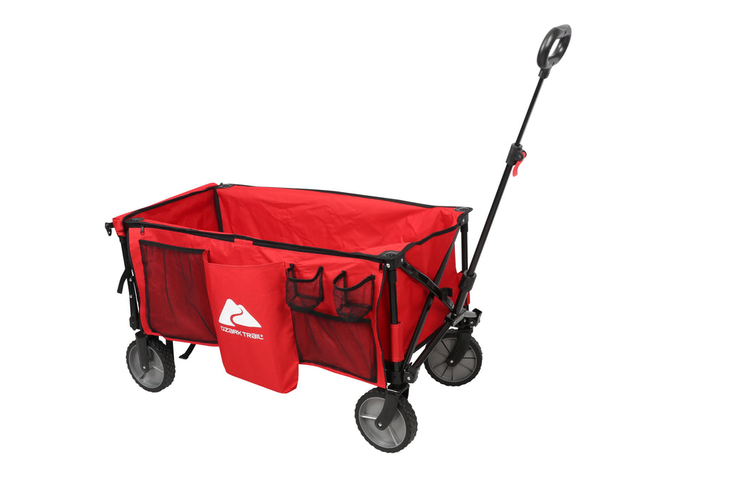 Camping Utility Wagon with Tailgate & Extension Handle, Red T2695