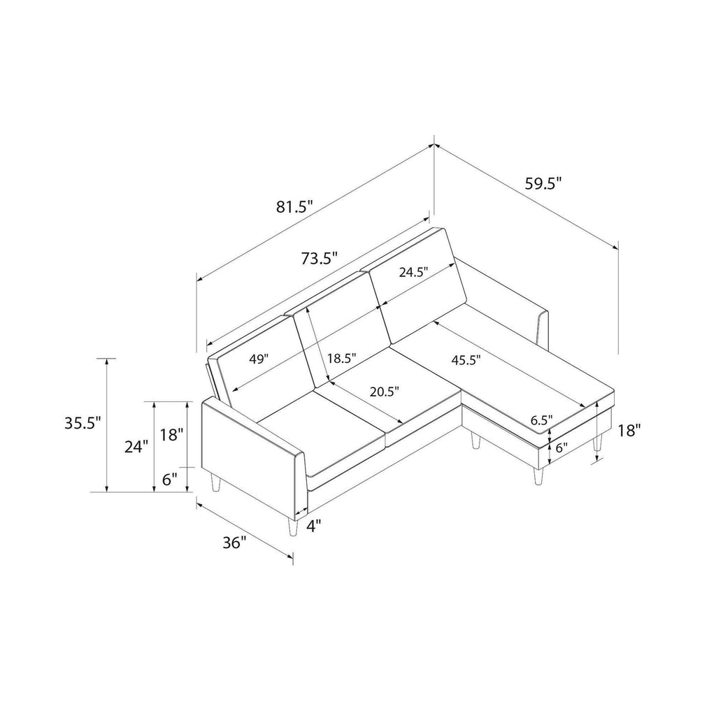 Light Gray Linen Sofa Sectional K983