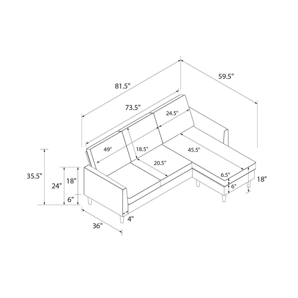 Light Gray Linen Sofa Sectional K983