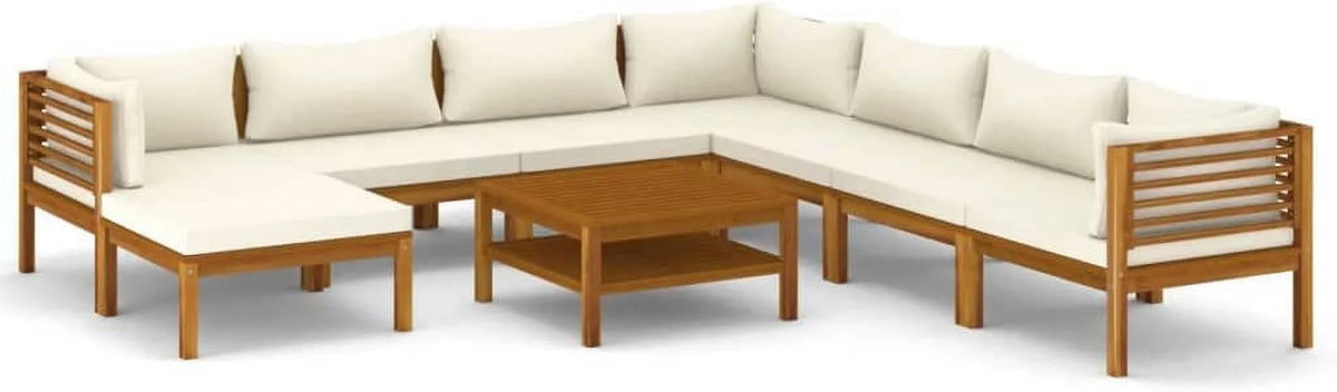 Acacia Wood Patio Furniture Set with Tea Table and Cushions A7847