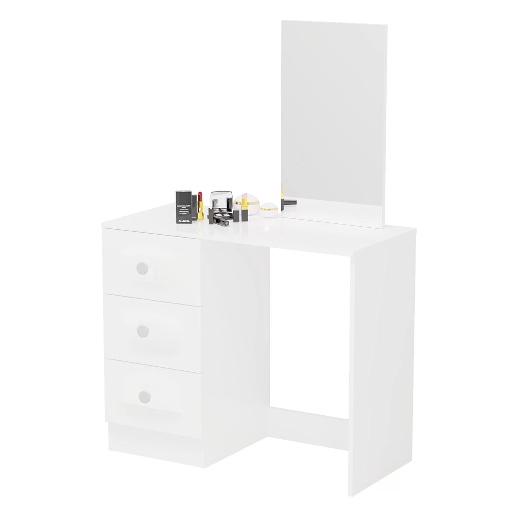 White 3 Drawer Vanity Table with Mirror U66500