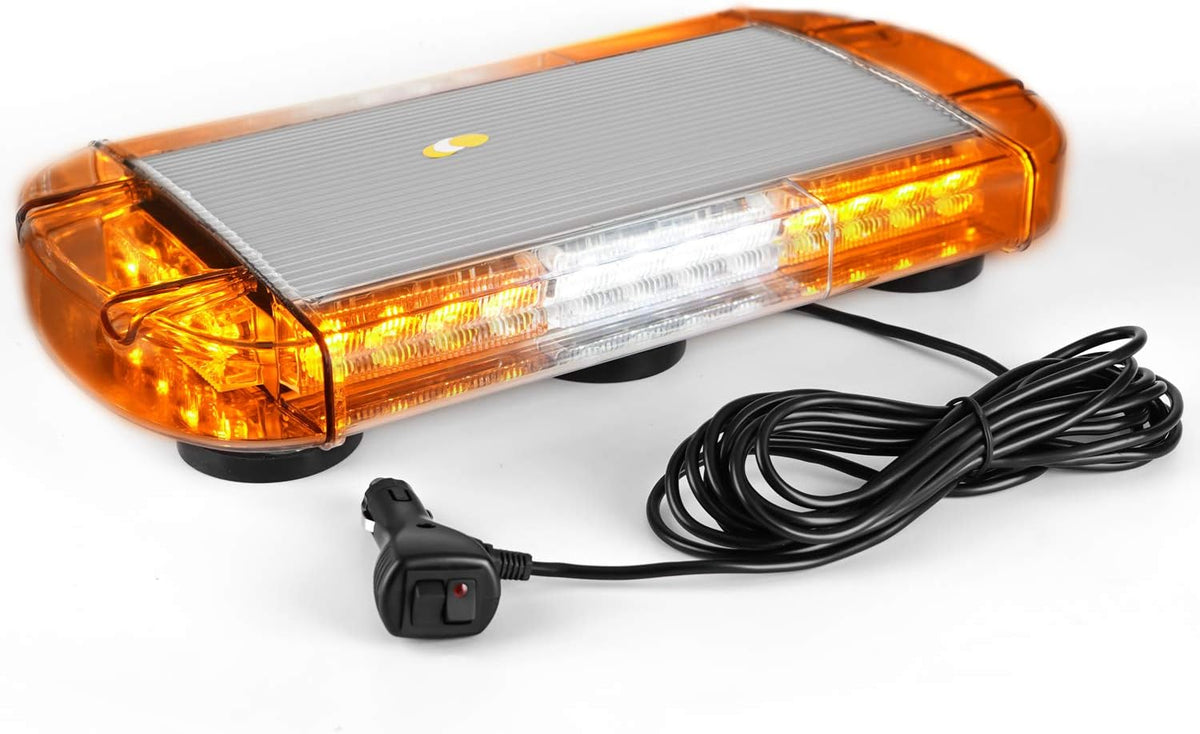 17 Inch 32 LED Roof Top Strobe Light Bar with Strong Magnet Base (Amber) Pack of 2 D988209