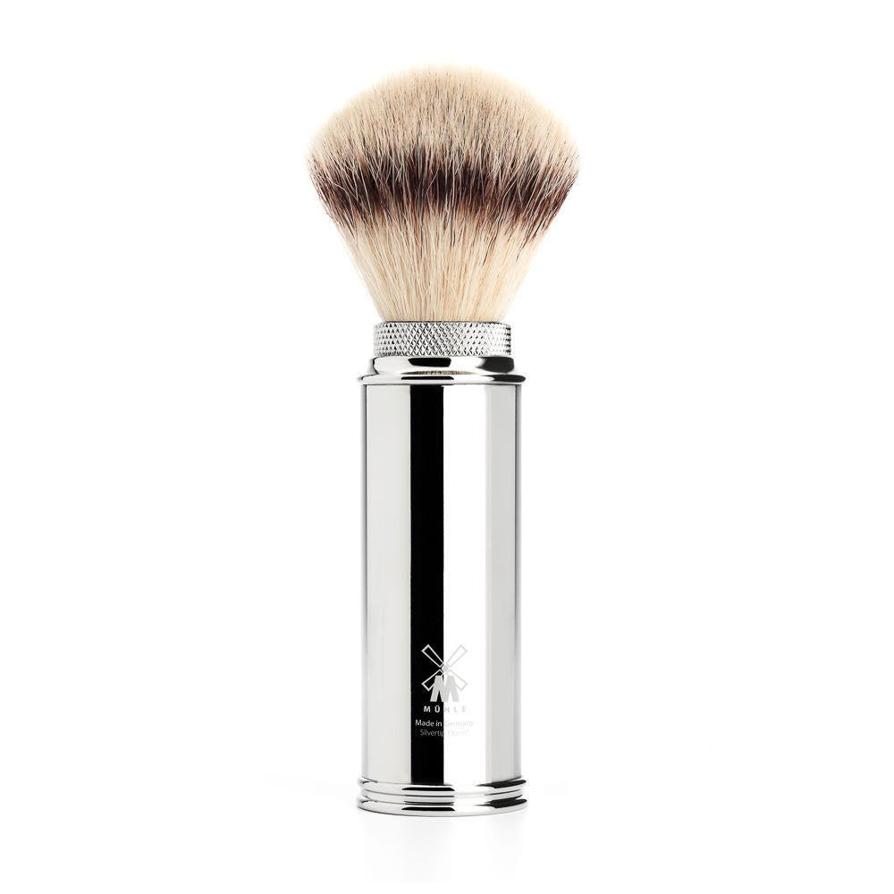 Synthetic Silvertip Fibre Travel Shaving Brush with Nickel Plated Handle Pack of 2 E624919